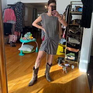 Club Monaco Heather Grey Tie Front Sleeveless Mini Dress